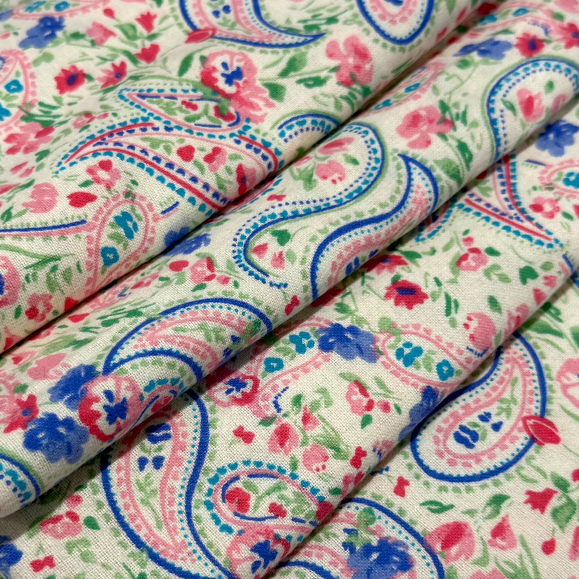 Feldman White Paisley Cotton Flannel